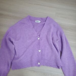 ONLY Lavender Cardigan with Heart Buttons